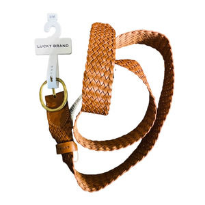 NWT Lucky Brand Size S/M Small Medium Tan Braided Woven Leather Belt Womens Boho